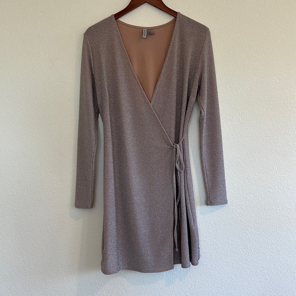 Metallic Wrap Dress